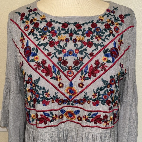 Umgee embroidered accent  all sleeve dress - Picture 5 of 6